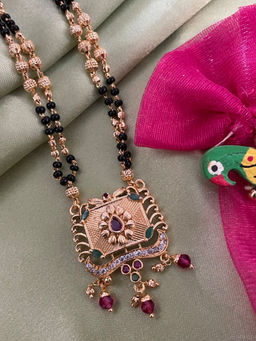 Digital Dress Room - Ad Mangalsutra Multi Stone Flower Design