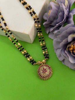 Digital Dress Room - Ad Mangalsutra Multi Stone Round Pendant