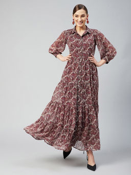 Marie Claire - Women Casual Multi Colour Maxi Floral Dress