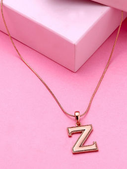 Estele - Rose Gold Plated Zesty Z Charm Alphabet Initials Pendant for Women