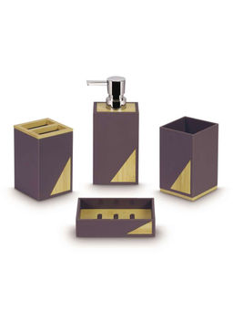 Freelance - 4 Pc Bathroom Set Brown - Soap Dispenser- Soap Dish- Toothbrush Holder & Tumbler