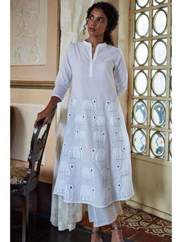 Okhai - Tusk Hand Embroidered Mirror Work Pure Cotton Kurta with Slip (Set of 2)