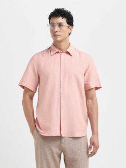 SELECTED HOMME - Men Regular Fit Linen Blend Orange Shirt