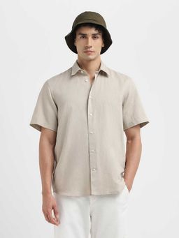 SELECTED HOMME - Men Regular Fit Linen Blend Beige Shirt