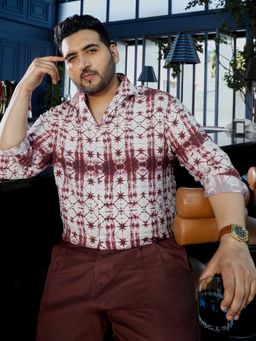 Instafab Plus - Men's Maroon Full Sleeves Relaxed Fit Casual Wear Shirt