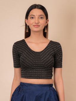 BINDIGASM'S ADVI - Zari Stripes Choli Style Readymade Stretchable Pull On Blouse