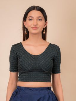BINDIGASM'S ADVI - Zari Stripes Choli Style Readymade Stretchable Pull On Blouse