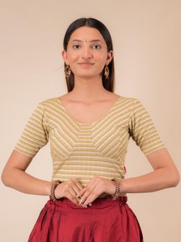 BINDIGASM'S ADVI - Zari Stripes Choli Style Readymade Stretchable Pull On Blouse