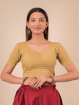 BINDIGASM'S ADVI - Zari Stripes Choli Style Readymade Stretchable Pull On Blouse