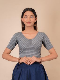 BINDIGASM'S ADVI - Zari Stripes Choli Style Readymade Stretchable Pull On Blouse