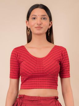 BINDIGASM'S ADVI - Zari Stripes Choli Style Readymade Stretchable Pull On Blouse