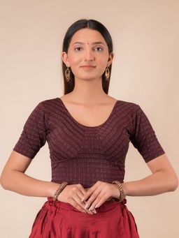 BINDIGASM'S ADVI - Zari Stripes Choli Style Readymade Stretchable Pull On Blouse