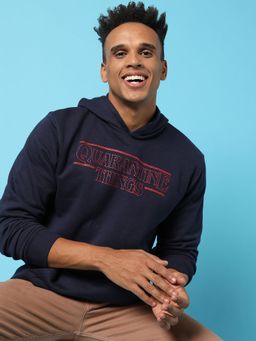 Campus Sutra - Typography Print Hoodie Kangaroo Pocket