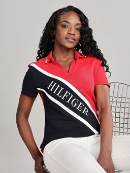 Tommy Hilfiger - Womens Navy Blue Colour Blocked Polo Shirt