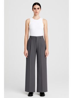 Cider - Grey High Waist Pleated Wide Leg Pant