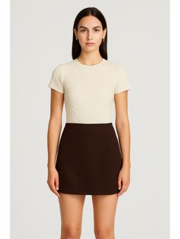 Cider - High Waist Zip Up Slit Mini Skirt