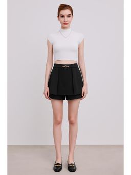 Cider - Mid Waist Solid Pleated Skort