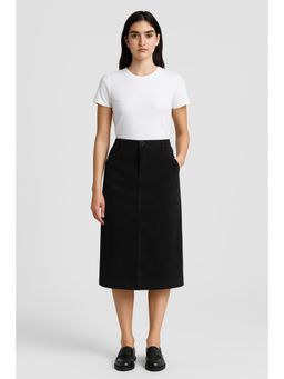 Cider - Corduroy High Waist Solid Maxi Skirt Curve & Plus