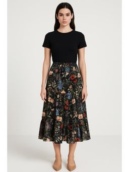 Cider - Middle Waist Floral Maxi Skirt