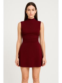Cider - High Neck Solid Sleeveless Mini Dress Curve & Plus