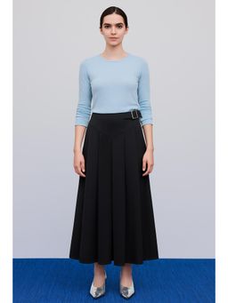 Cider - Mid Rise Pleated Zipper Buckle Maxi Skirt