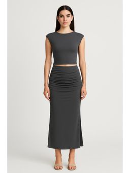 Cider - Solid Tank Top & Ruched Maxi Skirt (Set of 2)