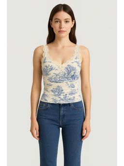 Cider - V-Neck Bowknot Lace Cami Crop Top