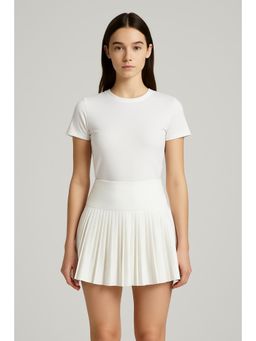 Cider - Mid Rise Solid Pleated Mini Skirt