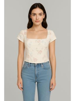 Cider - Cotton Square Neck Floral Top