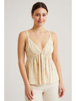 Cider - Cotton-Blend V-Neck Floral Cami Top