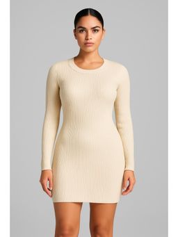 Cider - Knit Round Neck Long Sleeve Mini Dress Curve & Plus