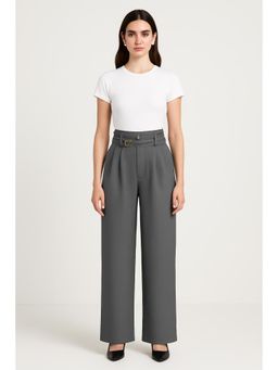 Cider - Tweed Solid Belted Straight Leg Trouser