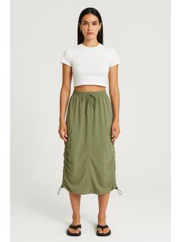 Cider - Split Drawstring Pocket Midi Skirt