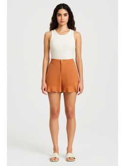 Cider - High Waist Lettuce Trim Wide Leg Shorts