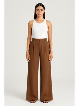 Cider - High Waist Solid Pleated Wide Leg Trouser