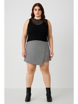 Cider - Middle Waist Check Wrap Mini Skort Curve & Plus
