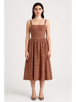 Cider - Cotton-blend Square Neck Gingham Maxi Dress