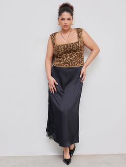 Cider - Knit Square Neck Leopard Crop Tank Top Curve & Plus