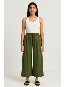 Cider - Solid High Waist Bowknot Wide Leg Trousers Curve & Plus