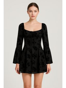 Cider - Sweetheart Floral Lace Knotted Mini Dress