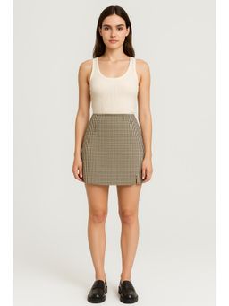 Cider - Houndstooth High Waist Split Mini Skirt