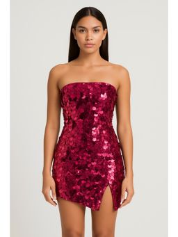 Cider - Sequin Asymmetrical Split Tube Crop Top