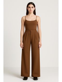 Cider - High Waist Solid Pleated Wide Leg Trousers