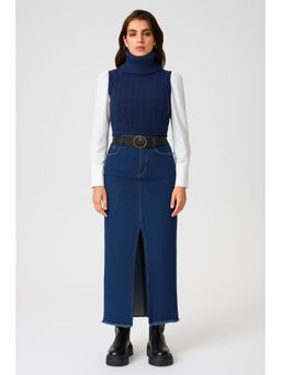 Cider - High Neck Solid Cable Knit Crop Vest