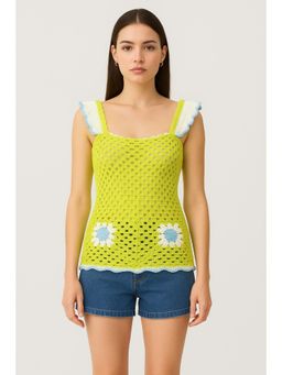 Cider - Green Hollow Out Sweater Tank Top