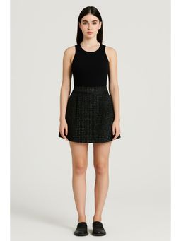 Cider - Tweed Mid Rise Contrasting Binding Pocket Mini Skirt