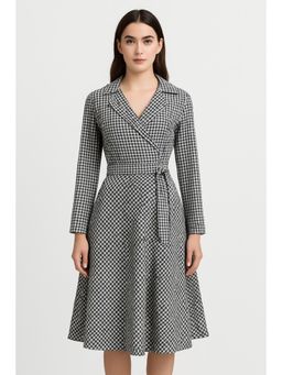 Cider - Cotton-blend Collar Gingham Bowknot Midi Dress