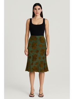 Cider - Mid Rise Floral Ruched Maxi Skirt Curve & Plus