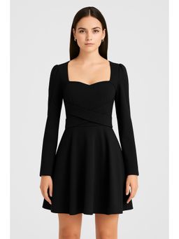 Cider - Square Neck Tie Back Ruffle Mini Dress