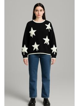 Cider - Knit Star Bowknot Oversized Sweater